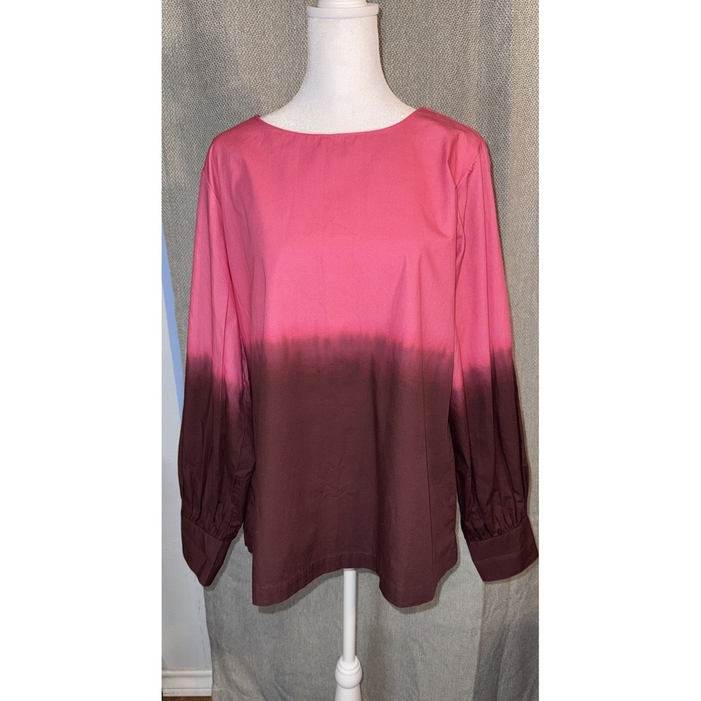 Anthropologie Dorothea Dip-Dyed Blouse Women's Size Medium‎ Pink Colorway Top